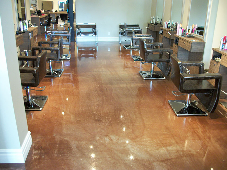 Epoxy Metallic floor into hair salon