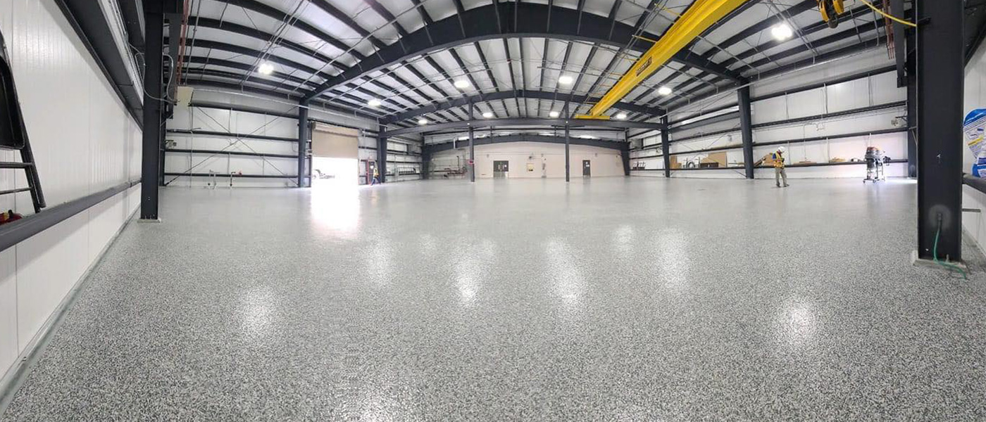Warehouse floor with Hybrid hi-performance polyaspartic